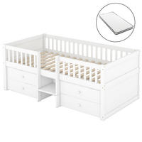 HOCHBETT 90/200 cm weiß mit 4 Schubladen und Sicherheitsgeländer mit Matratze - Weiß, Holzwerkstoff (90/200cm) - OKWISH