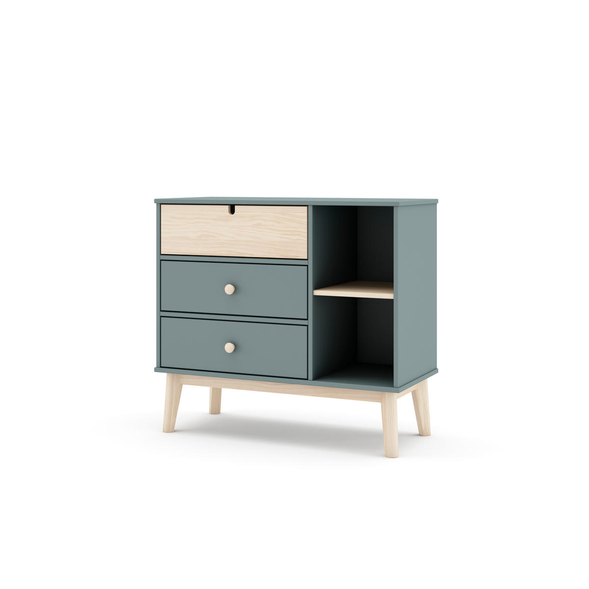 KOMMODE Estefania Grün 90/40/81 cm - Grün, Holz (40/81/90cm) - Calicosy