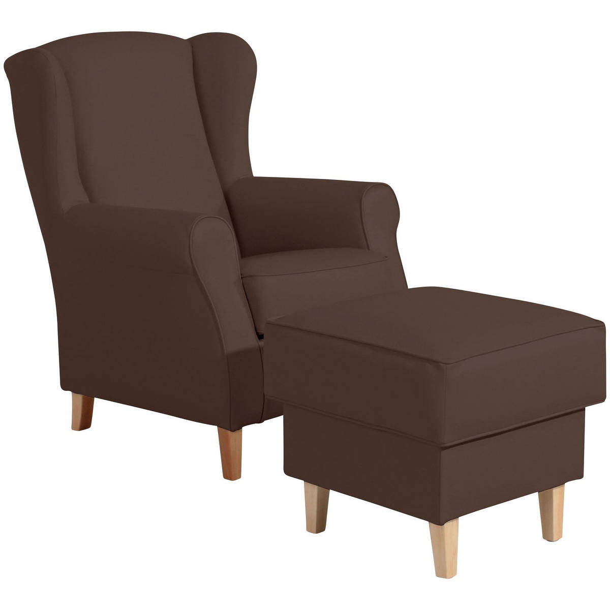 OHRENSESSEL Karlen Bezug Kunstleder Buche natur / braun - Buchefarben/Braun, Kunststoff (86/103/77cm) - 58aufmkessel