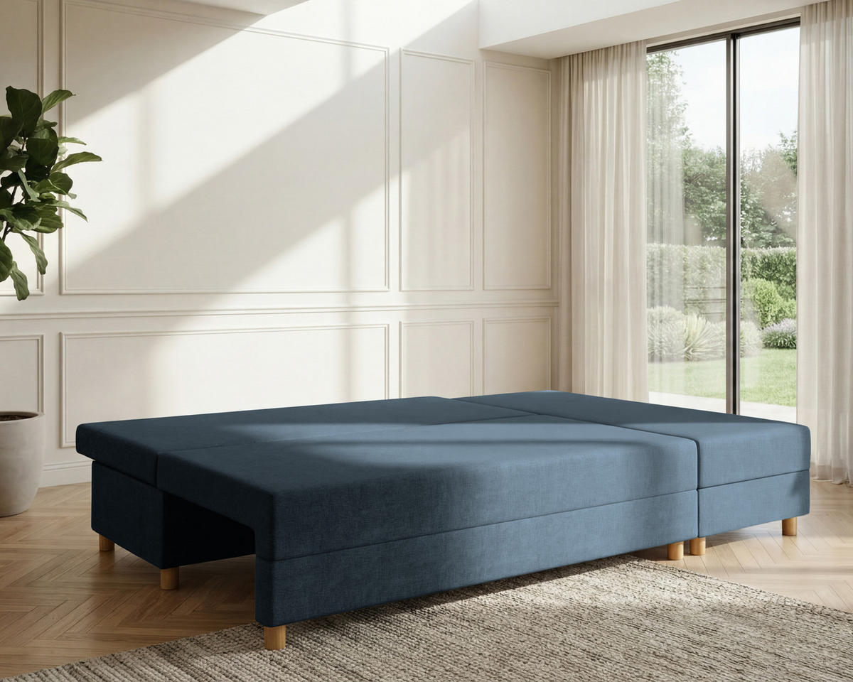 ECKSOFA Lellice L-Form- links oder rechts montierbar, blau - Blau, Holz (214/122cm) - Homesy
