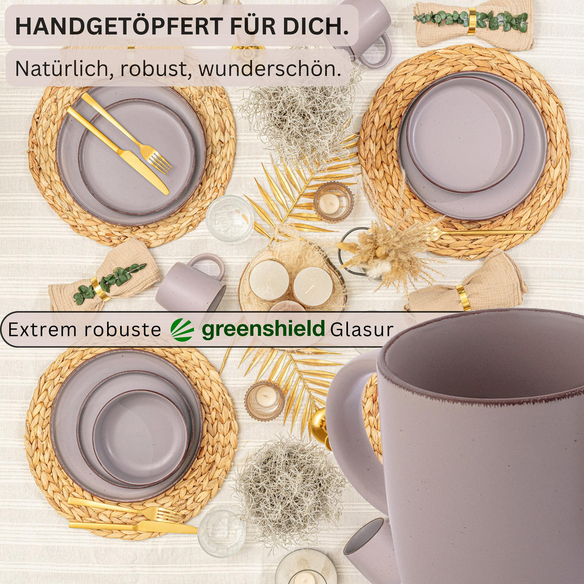 KAFFEEBECHER BOMBAY BASALT - 4 teilig aus Steingut - Lila, Stein (0.8L) - Sänger
