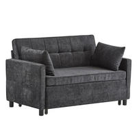 SCHLAFSOFA Retro-Schwarz Verstellbare Rückenlehne, Chenille-Stoff - Schwarz, Textil (79/85/142cm) - Kaket