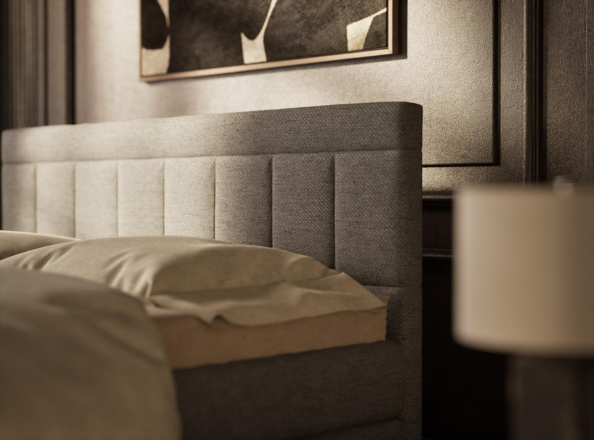 BOXSPRINGBETT Caya 140/200 cm, in Grau, Bettkasten, Matratze, Topper - Schwarz/Grau, Holz/Holzwerkstoff (140/200cm) - Maison de Reve