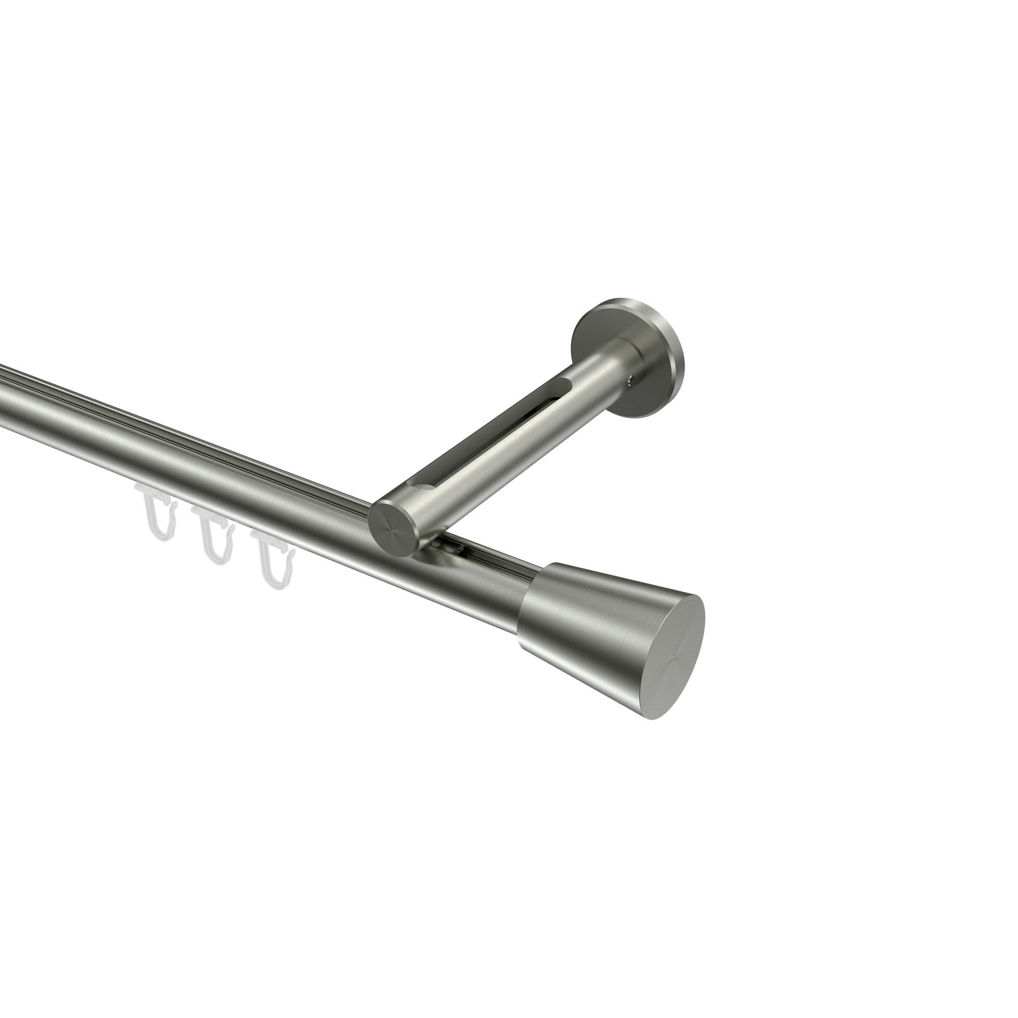 INNENLAUF-GARDINENSTANGEN-SET Siteno Sitra 200 cm, 1-läufig, 20 mm Ø Edelstahl-Optik - Edelstahlfarben, Metall (200cm) - INTERDECO