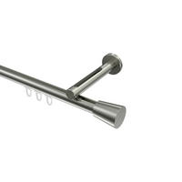 INNENLAUF-GARDINENSTANGEN-SET Siteno Sitra 200 cm, 1-läufig, 20 mm Ø Edelstahl-Optik - Edelstahlfarben, Metall (200cm) - INTERDECO