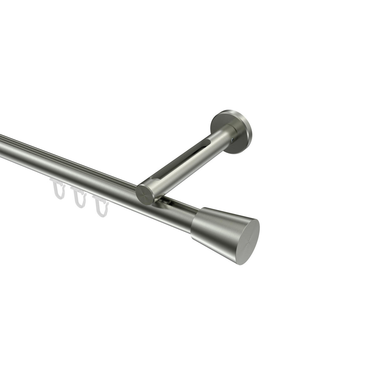 INNENLAUF-GARDINENSTANGEN-SET Siteno Sitra 200 cm, 1-läufig, 20 mm Ø Edelstahl-Optik - Edelstahlfarben, Metall (200cm) - INTERDECO