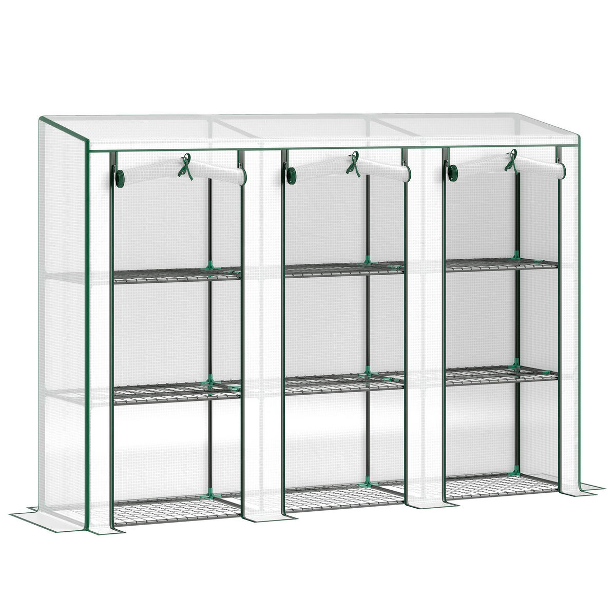 GEWÄCHSHAUS DE-12036 mit 3 Türen & 3 Etagen Weiß - Weiß, Kunststoff (46/151/215cm) - ComfortXL