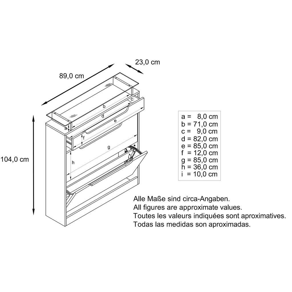 Thumbnail - Vladon Schuhschrank, Bordeaux, Holzwerkstoff, 89x104x23 cm, Garderobe, Schuhaufbewahrung, Schuhschränke