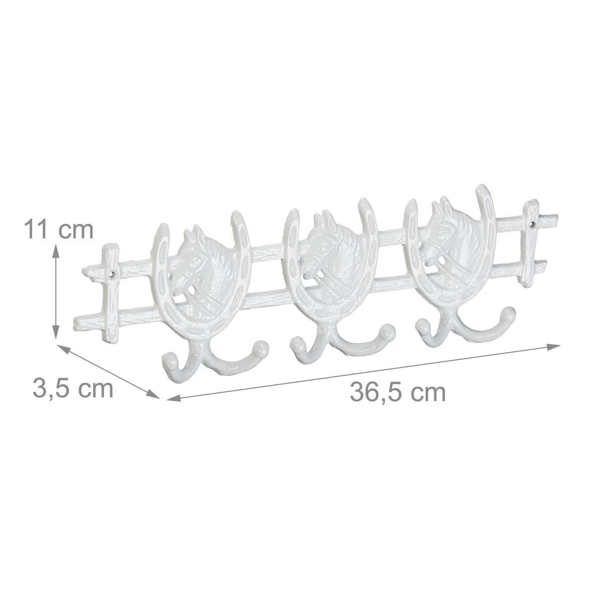 GARDEROBENLEISTE - Weiß, Metall (36.5/11/3.5cm) - Relaxdays