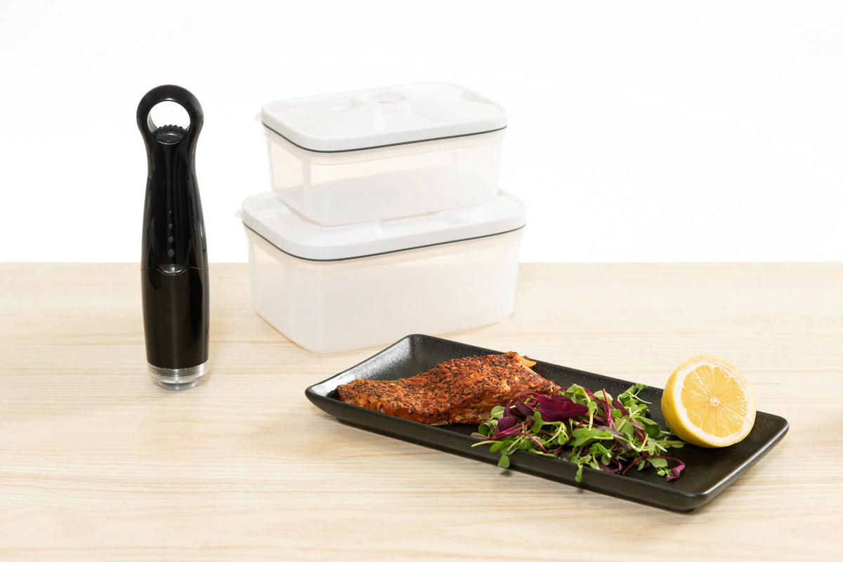 VAKUUMBEHÄLTER 2er-Set - Weiß, Kunststoff (21/10/15cm)