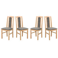 ESSZIMMERSTUHL - 4er-Set Bos 7 grandson aston 6 - Eichefarben/Graubraun, Holz (43/95/40cm) - Leaf Design