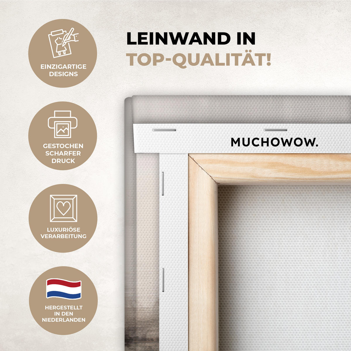 LEINWANDBILD Moderne Kunst - Abstrakt - Beige 20x20 cm - Beige, Textil (20/20cm) - MuchoWow