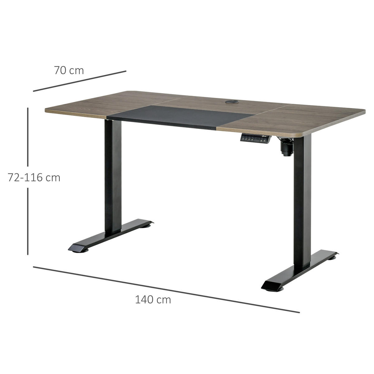 ELEKTRISCHES Schreibtisch Tischgestell mit Motor höhenverstellbar Metall Schwarz - Naturfarben, Metall (140/70/116cm) - Vinsetto
