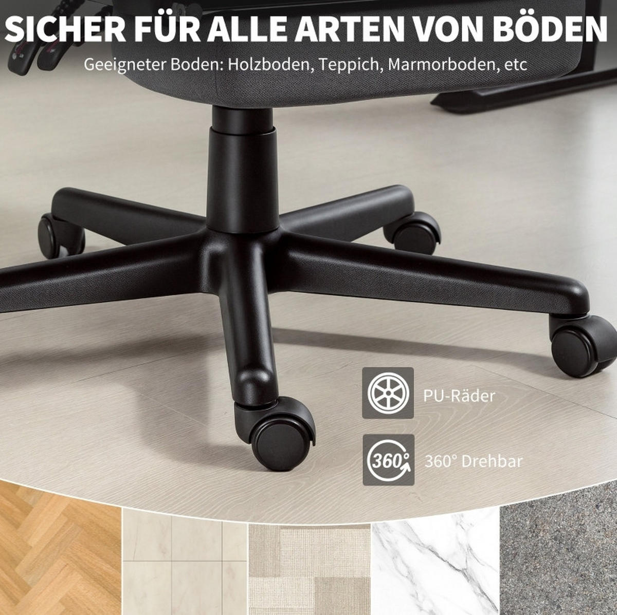 DREHSTUHL 56/68,5/105-115 cm dunkelgrau aus Metall mit Fußstütze - Dunkelgrau, Metall (56/115/68.5cm) - OKWISH
