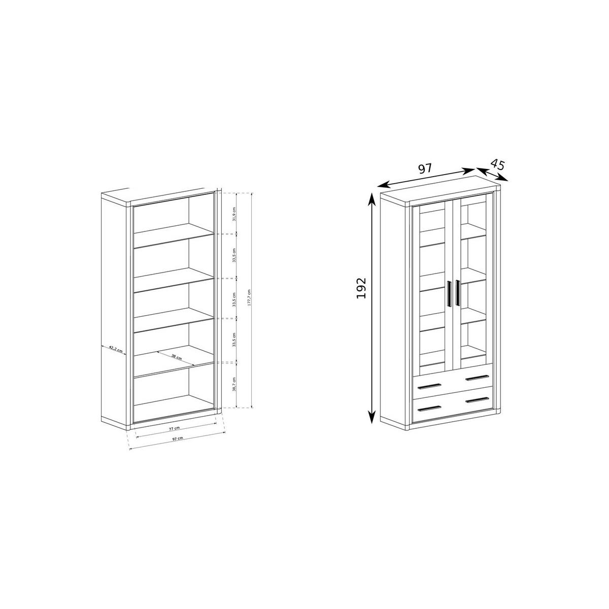 VITRINE Dallas D-17 97 x 192 x 45 cm Eiche Sonoma - Sonoma Eiche, Glas/Holzwerkstoff (97/192/45cm) - Koseto