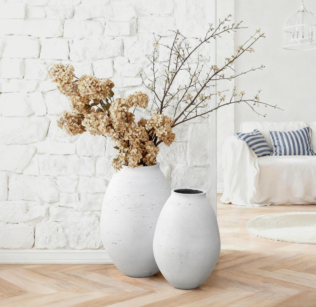 VASE Neva, 40 cm Hoch - Weiß, Naturmaterialien (40cm) - Hometopia