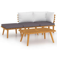 GARTEN-LOUNGE-SET 4-teilig Mit Kissen Massivholz Akazie - Dunkelgrau/Braun, Holz/Textil - vidaXL
