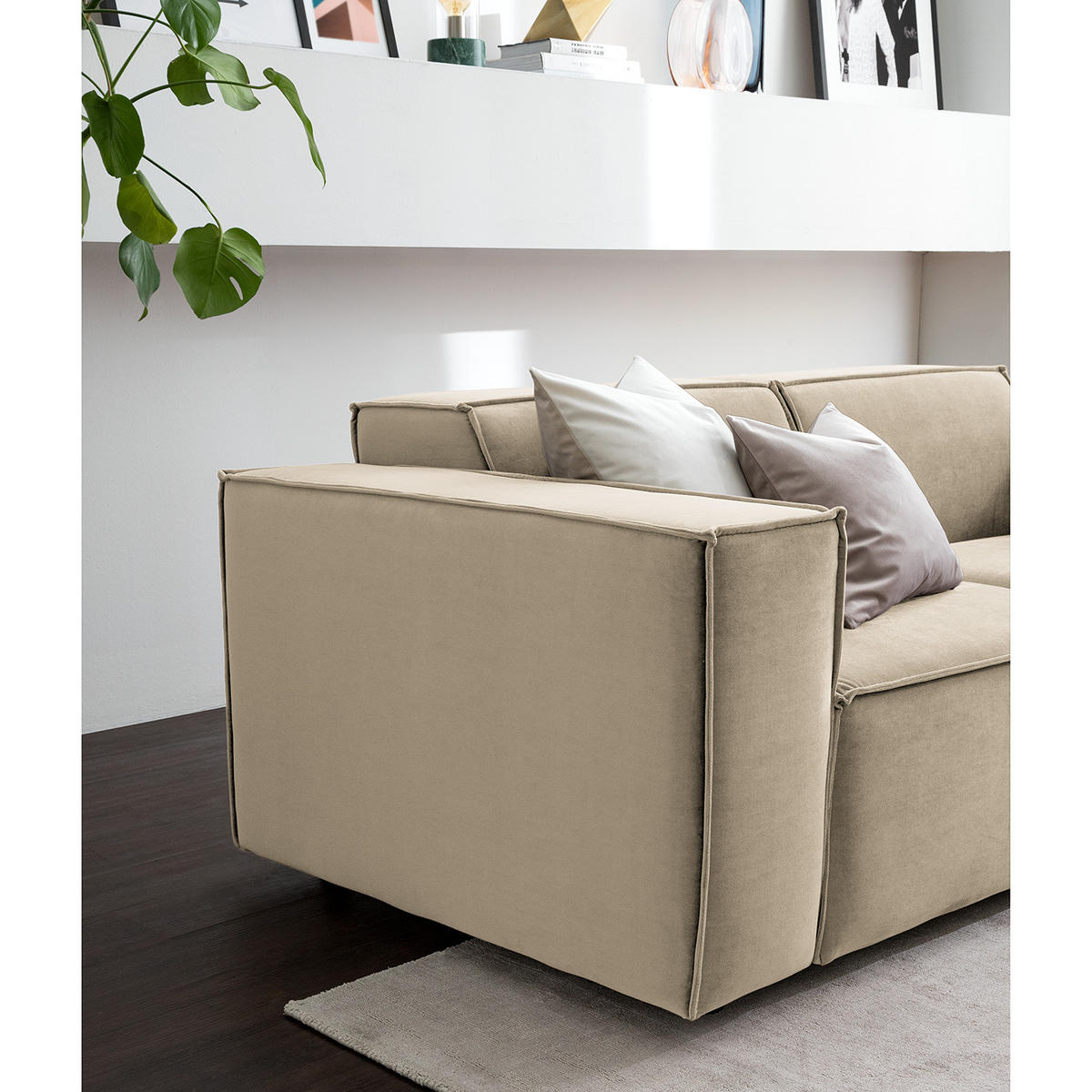 2-SITZER SOFA - Beige/Schwarz, Kunststoff/Textil (189/70/96cm) - home24
