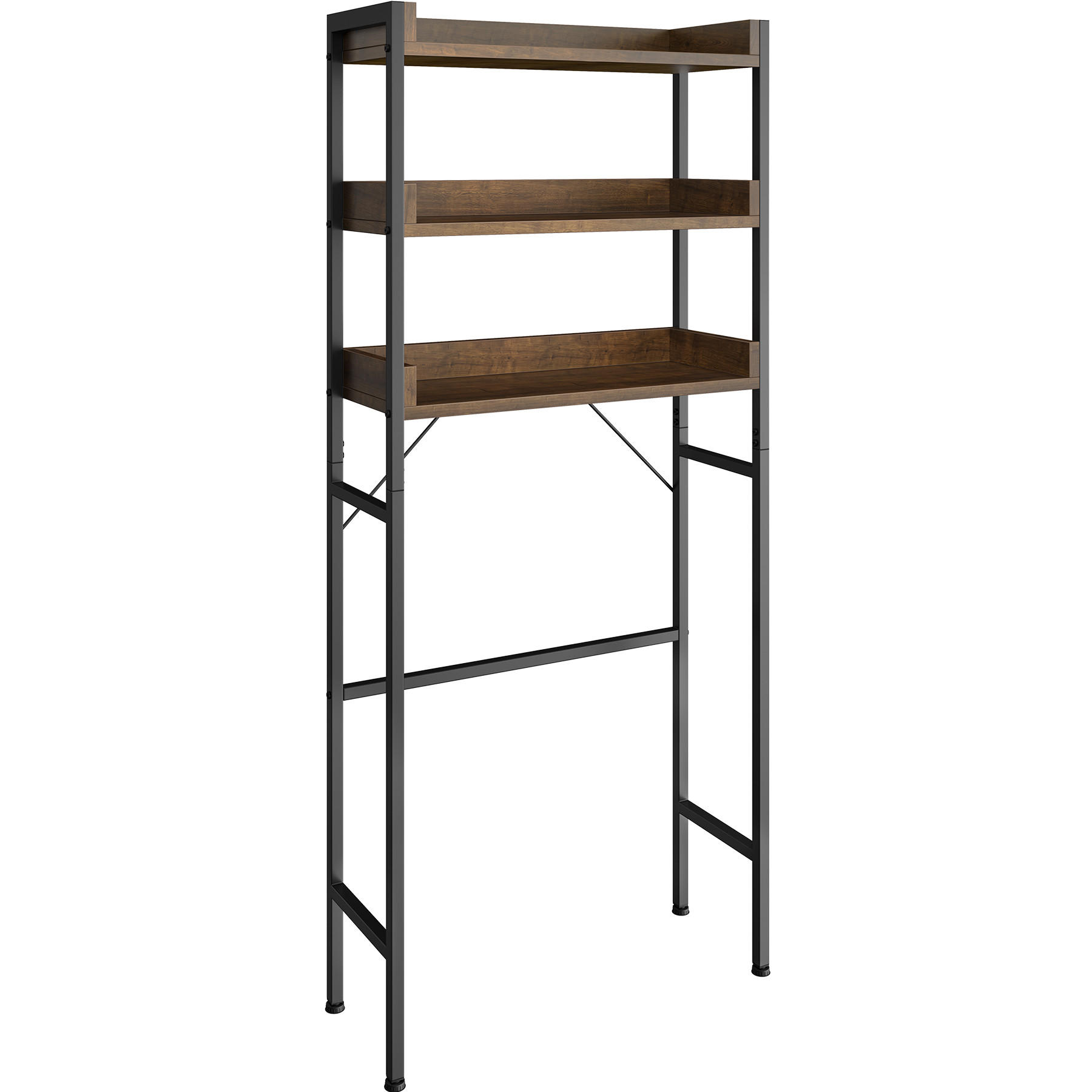 BADEZIMMERREGAL Seattle,inklusive Kippschutz,Industrial Holz dunkel, rustikal - Rostfarben, Holz (63/165/25cm) - tectake