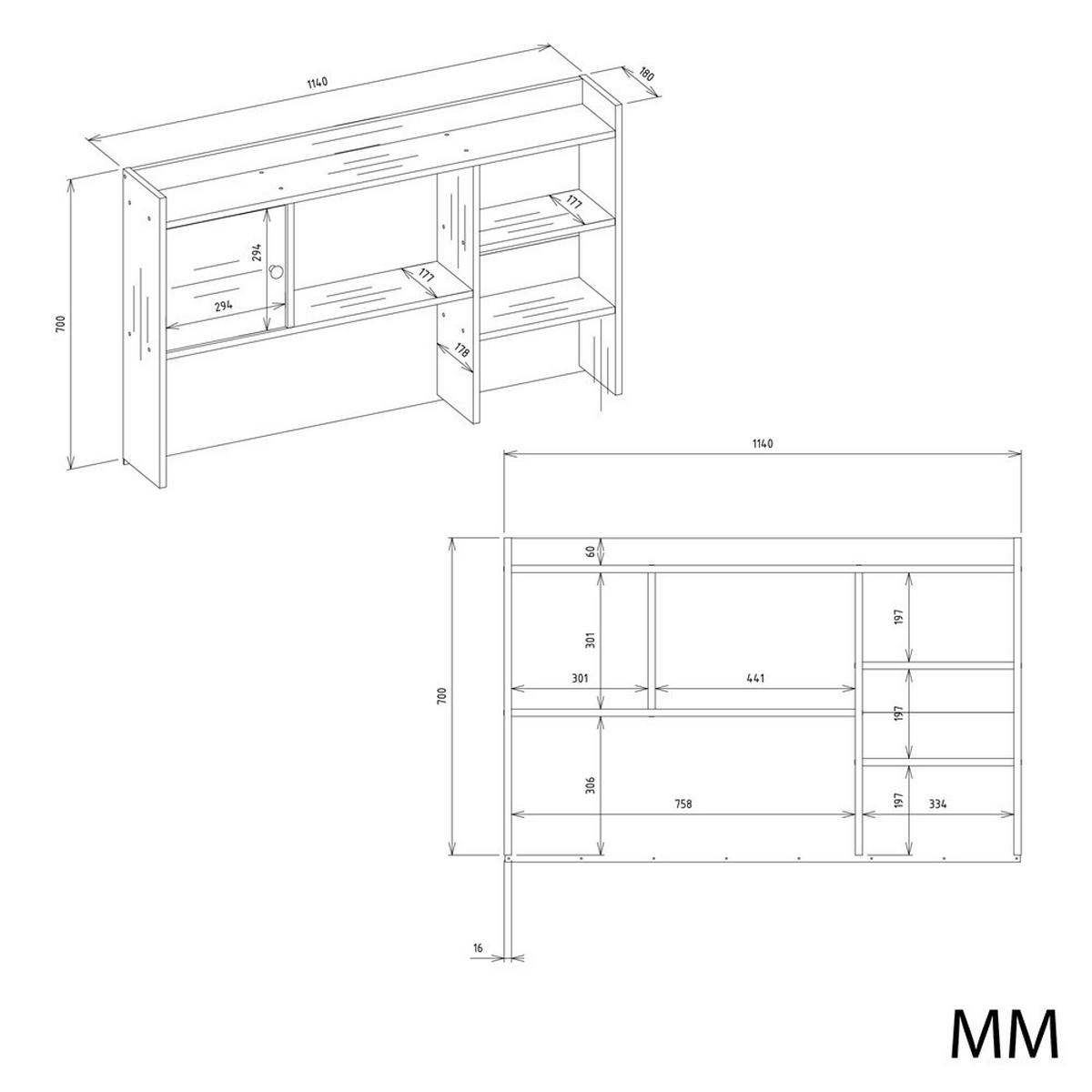 REGAL-SCHREIBTISCH Weiß 114/70/18 - Weiß, Holzwerkstoff (18/114/70cm) - RAUMHIRSCH FURNITURE