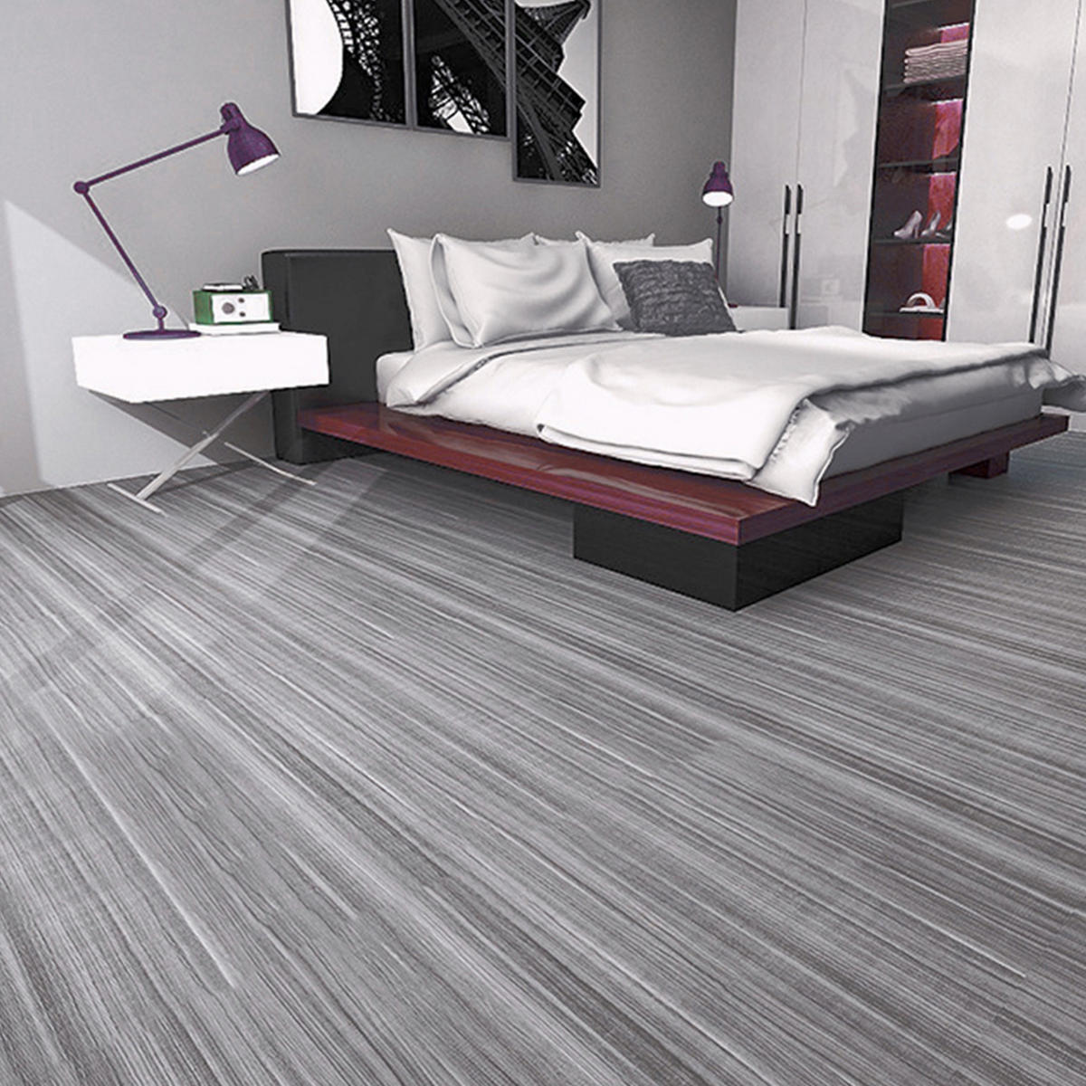 PVC-BODENBELAG Selbstklebender in Holzoptik Grau Einfach zuschneidbar Pflegeleicht Schnelle, werkzeugfreie Verlegung60x1000 cm - Grau, Kunststoff (100/60/1cm) - Livingandhome