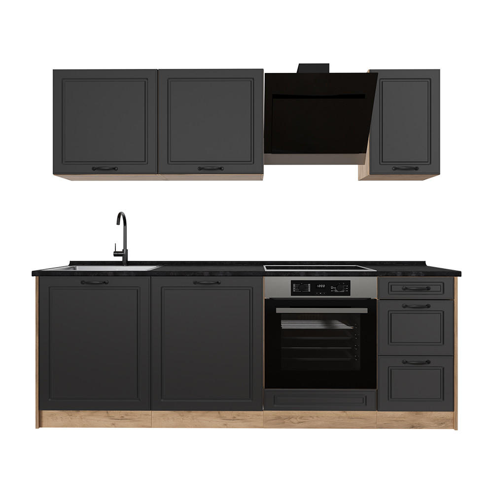 Vicco Küchenzeile Anthrazit, Honigeiche 220x81.6x60 cm