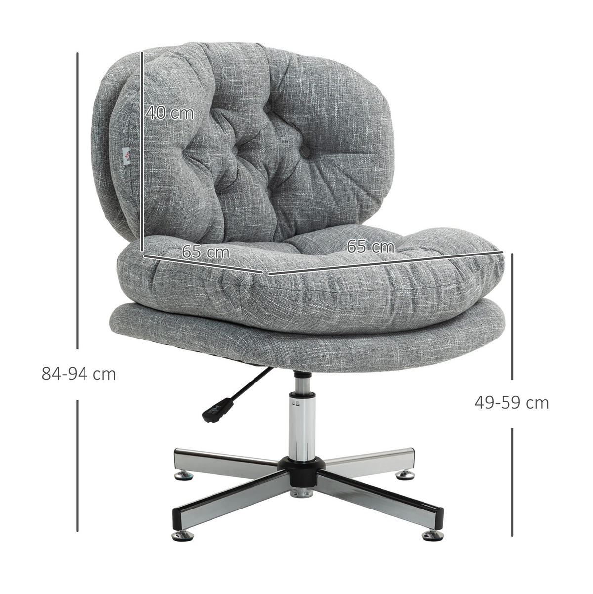 BÜROSTUHL in Grau 65x65x94 cm mit Wippfunktion und höhenverstellbarem Sitz - Grau, Textil (65/94/65cm) - IVMEU