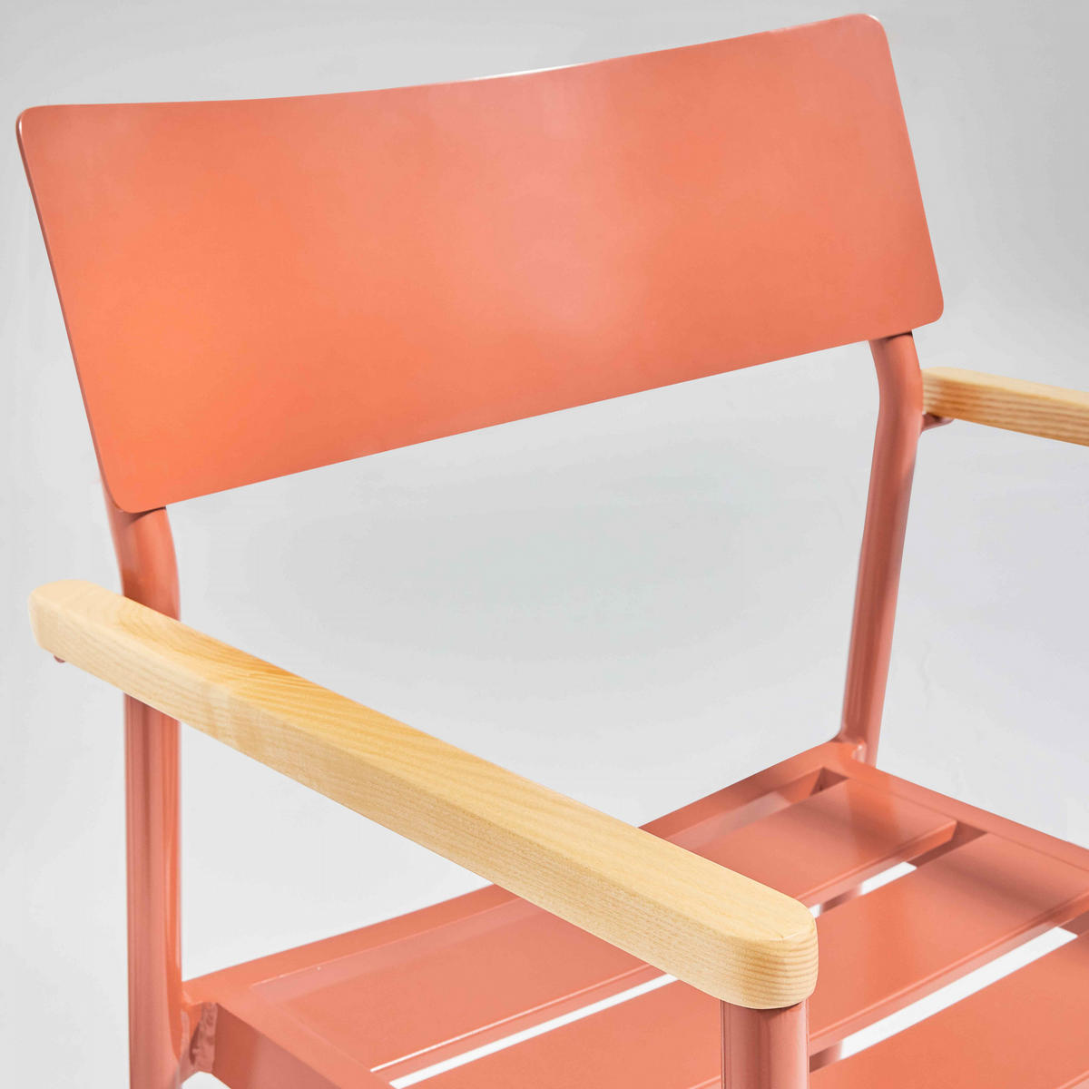 GARTENSTUHL, Holzfarbe und Terrakotta - Rot, Metall (56.5/86/55.5cm) - Oviala
