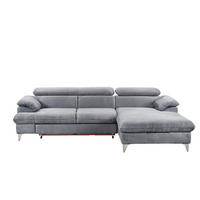 ECKSOFA mit Schlaffunktion und Bettkasten, verstellbare Kopfstützen - Chromfarben/Hellgrau, Textil/Metall (167/254cm) - Cotta