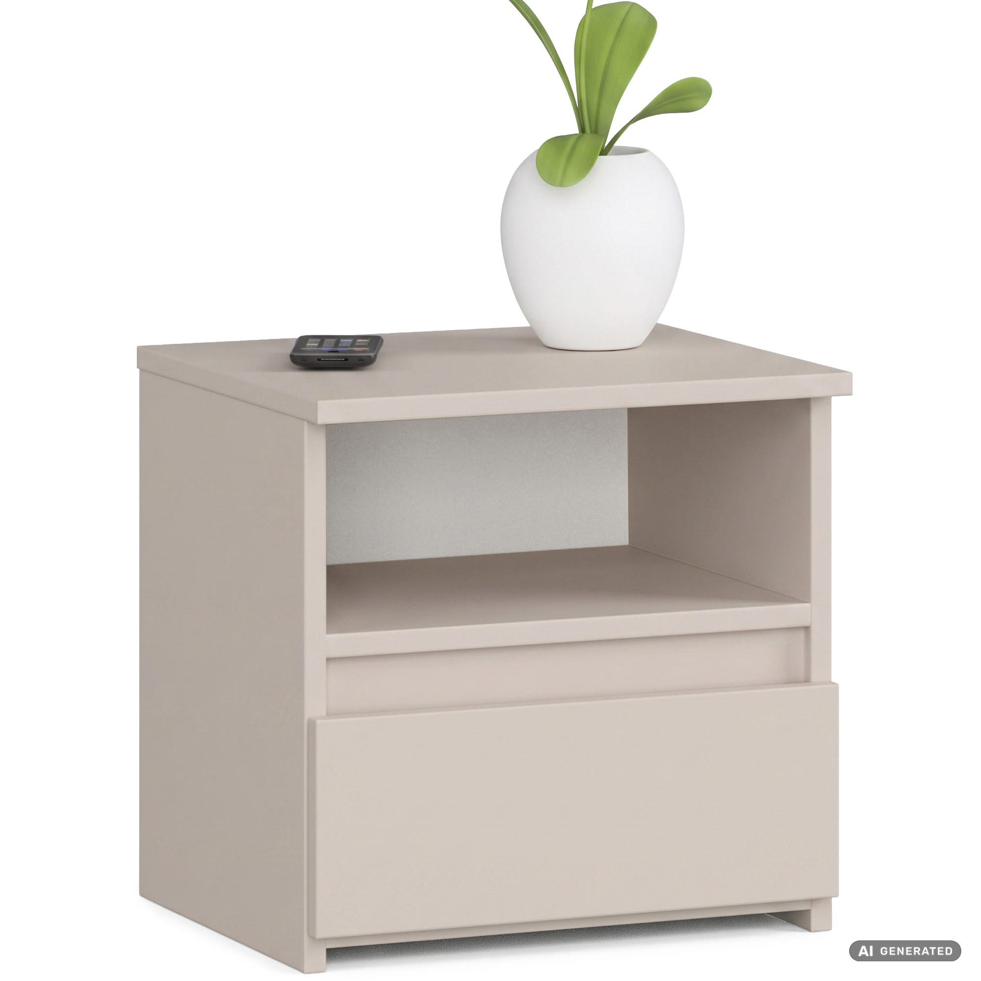 NACHTTISCH CL1 Kaschmir 40 cm 1 Schublade Front Kaschmir matt 1 Einlegeboden B40xH40xT35 cm - Beige, Holzwerkstoff (40/40/35cm) - Akord