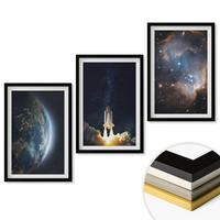 WANDBILDER 3er-Set - 40x60 cm Schwarzer Rahmen - Weltraum Erde Rakete Galaxie - Schwarz, Kunststoff (40/60cm) - ArtPrintCave