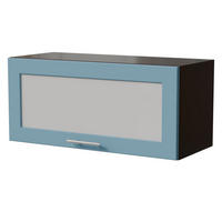KLAPPHÄNGESCHRANK Bari W4BS/80 WKF Schwarz / RAL 5024 pastellblau 80 / 32,5 / 36cm Gasdruckdämpfer - Blau/Schwarz, Holz/Holzwerkstoff (80/36/32.5cm) - Feldmann-Wohnen