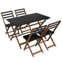 GARTENMÖBEL-SET 4x Stuhl Natur-Schwarz - Schwarz, Holz - PROREGAL