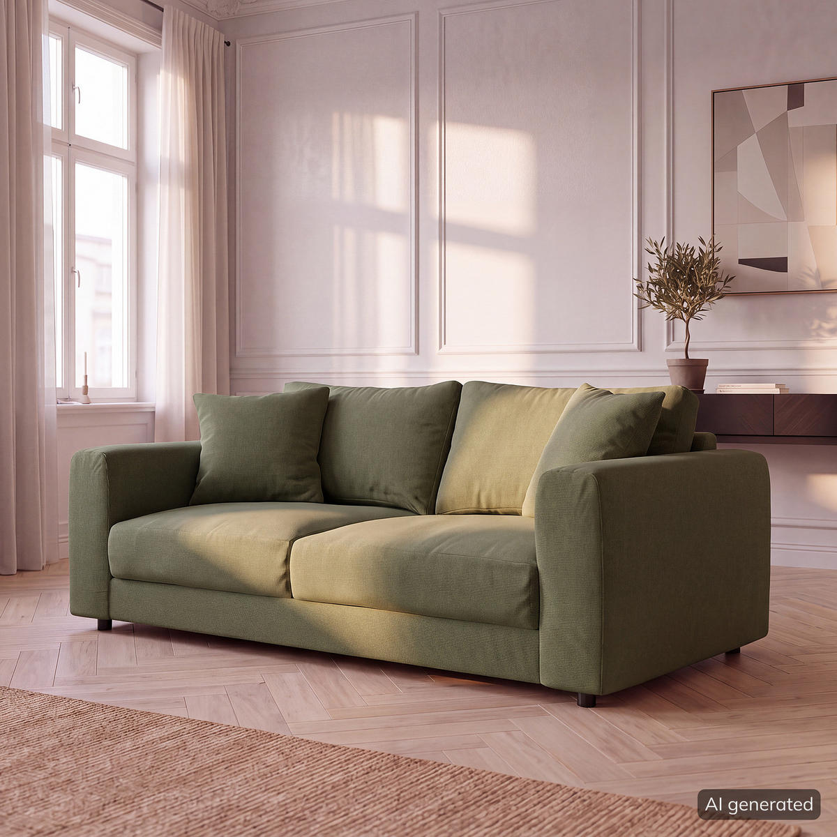 2,5-SITZER SOFA - Schwarz/Grün, Holz/Kunststoff (182/79/106cm) - home24