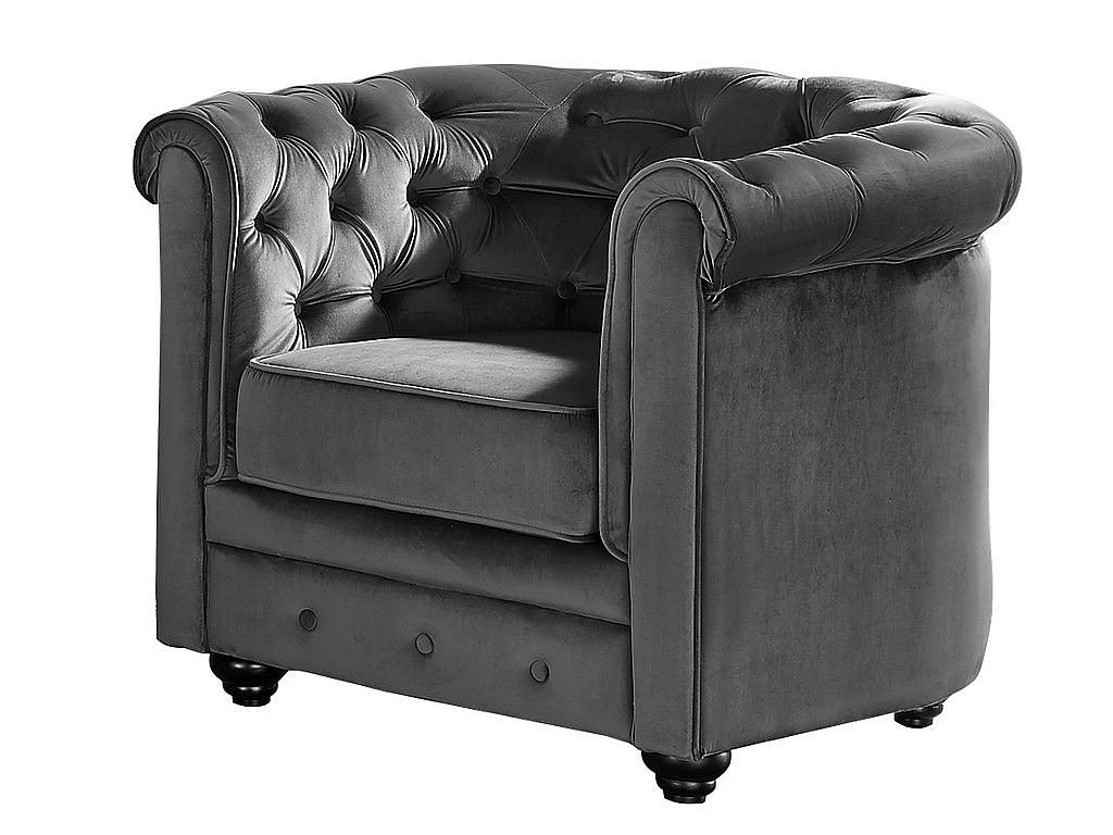 SESSEL mit gerader Rückenlehne - -Sitzer - Samt, Stoff - Anthrazitgrau - - Anthrazit, Textil (85/72/78cm) - Vente-Unique