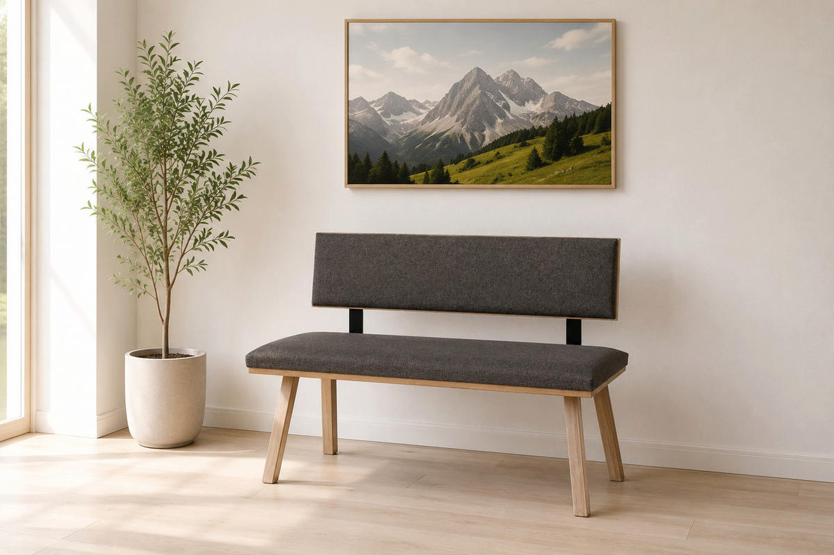 SITZBANK Die Klassische - Eichefarben/Grau, Holz/Textil (48/87/125cm) - Kundler Home