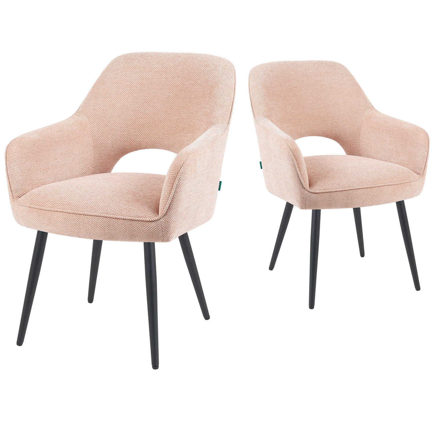 ESSZIMMERSTUHL Mika-Runa - Schwarz/Rosa, Textil/Metall (60/87/65cm) - DUBI Möbel