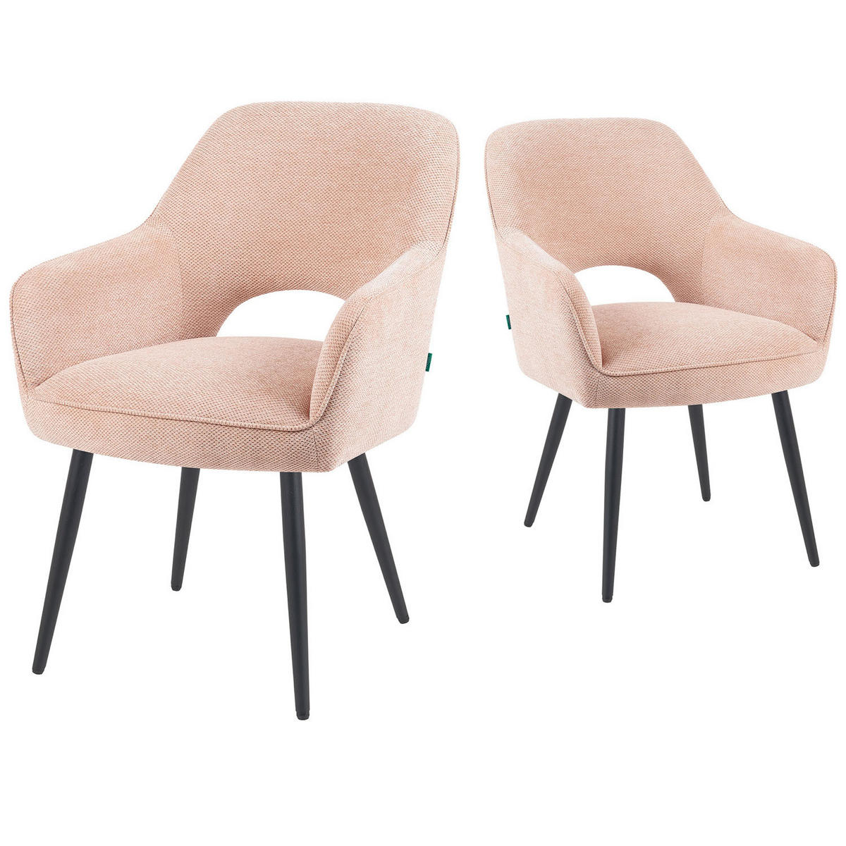 ESSZIMMERSTUHL Mika-Runa - Schwarz/Rosa, Textil/Metall (60/87/65cm) - DUBI Möbel
