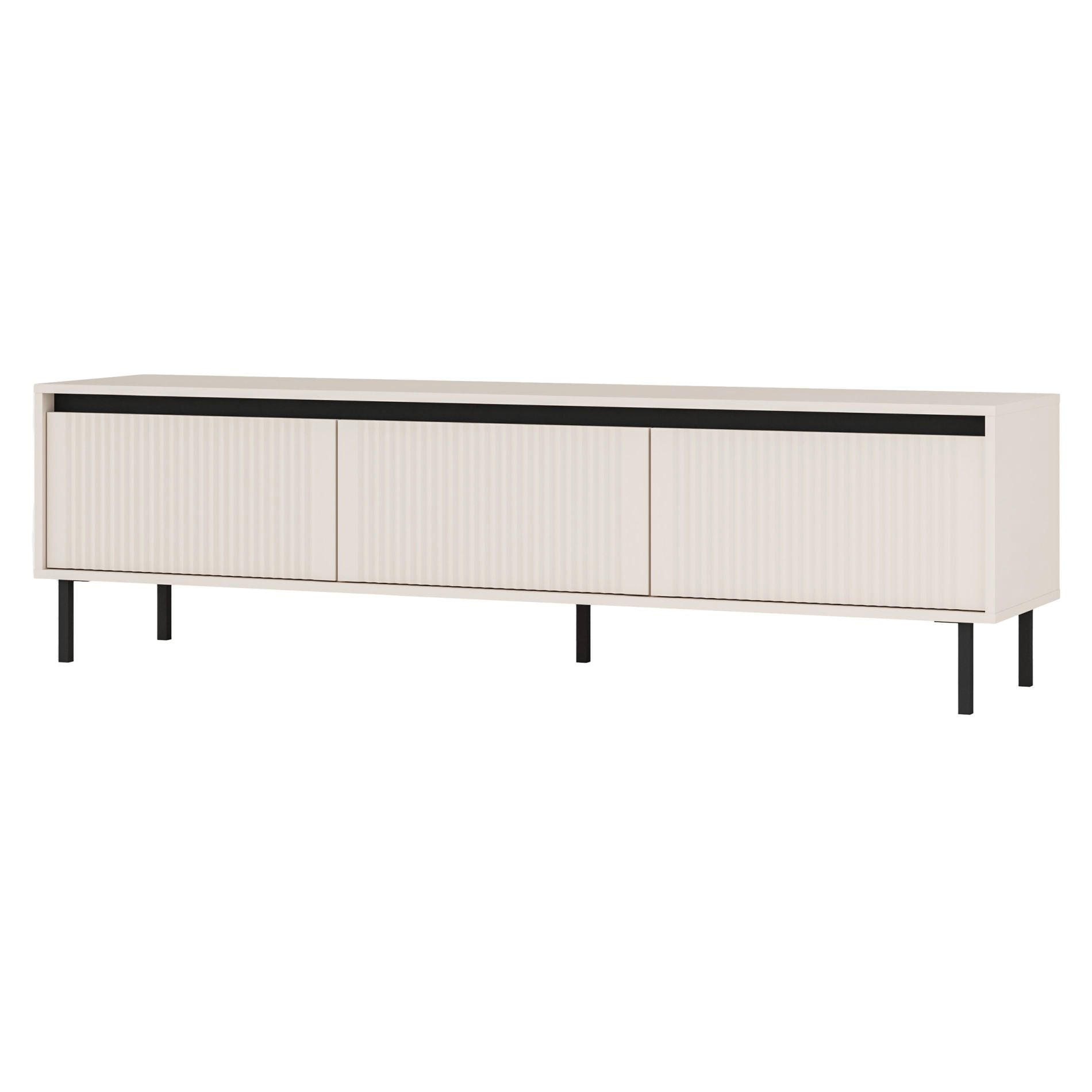 TV stolík Osaka pieskovo béžový 179/50/40 cm - čierna/béžová, kov/kompozitné drevo (178.6/50/40cm) - Selsey