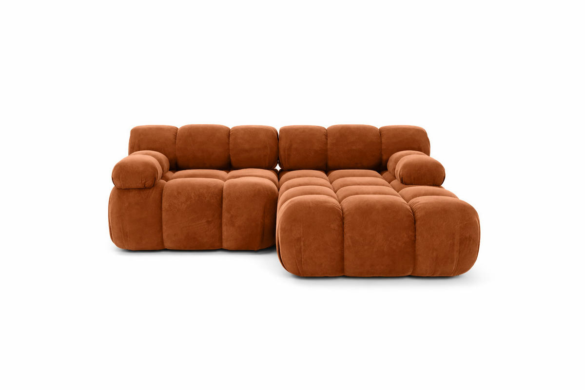 ECKSOFA L-form Mini Modular, Veloursstoff Salvador, Dunkelbraun, Rechts, Selia - Dunkelbraun, Holz (190/160cm) - Kaiser Möbel