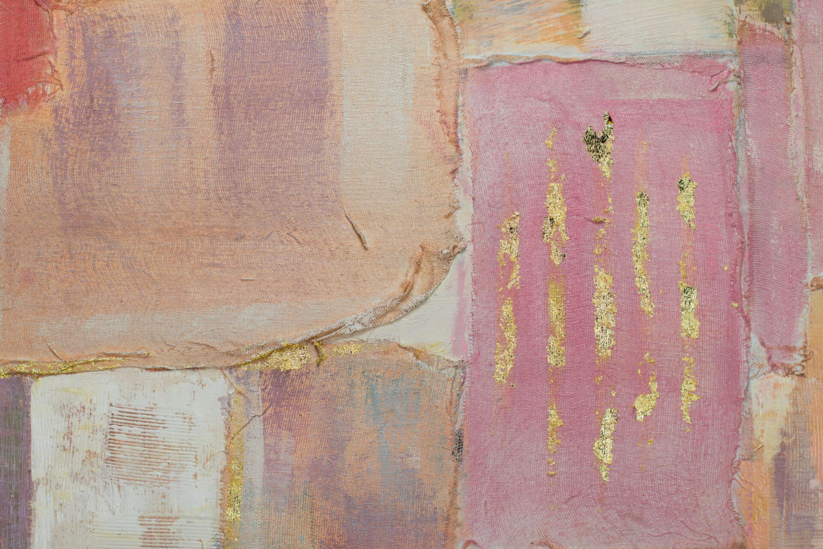 ACRYLBILD HANDGEMALT Orange 83/123 cm - Pink/Beige, Textil (83/123cm) - KUNSTLOFT