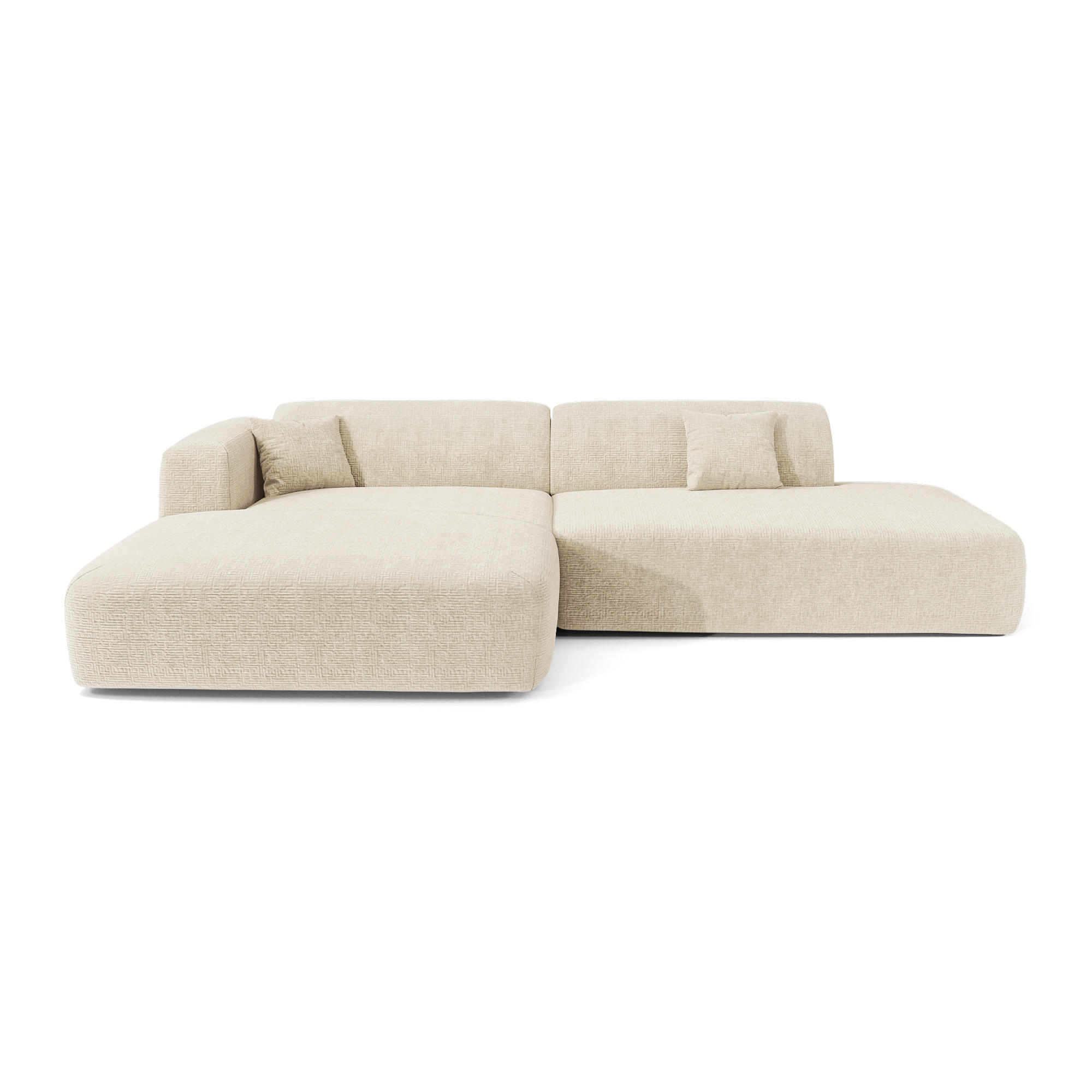 ECKSOFA LINKS Gemusterter Samt Creme 310cm - Creme, Textil (96/300cm) - Sia Home