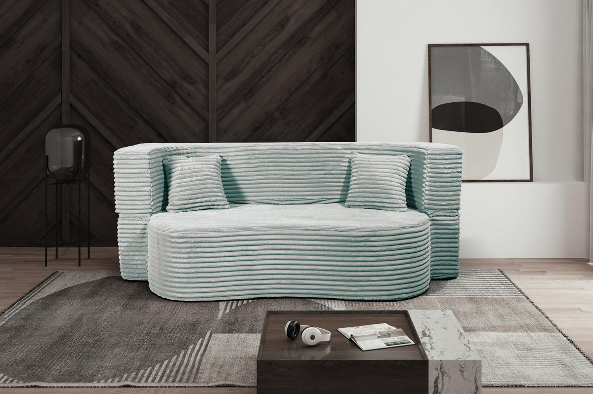 SCHLAFSOFA MYFOAM, Sofa mit Schlaffunktion, Farbe: Minze, Cordstoff - Hellgrün, Textil (200/80/72cm) - Storez24