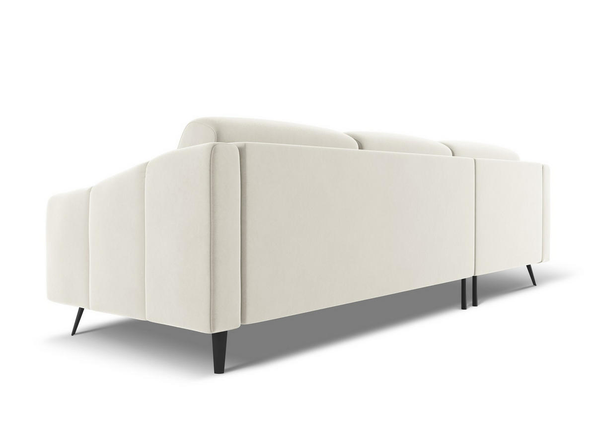 ECKSOFA Links Samt Stoff Beige - Beige/Creme, Textil/Metall (160/264cm) - Makamii
