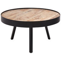 COUCHTISCH Mangoholz hellbraun/schwarz 74 cm Wakita - Hellbraun/Schwarz, Holz (74/74/40cm) - Beliani