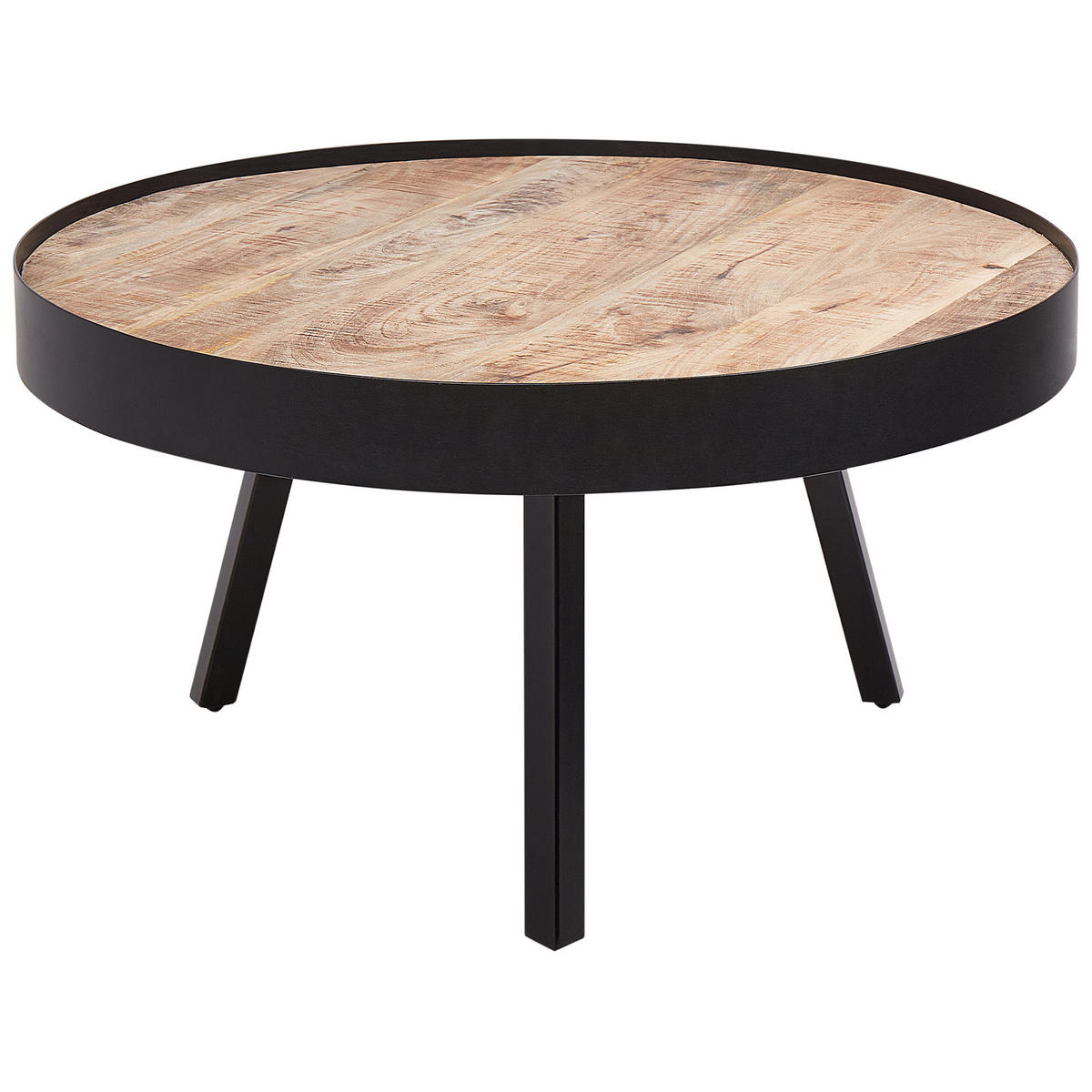 COUCHTISCH Mangoholz hellbraun/schwarz 74 cm Wakita - Hellbraun/Schwarz, Holz (74/74/40cm) - Beliani