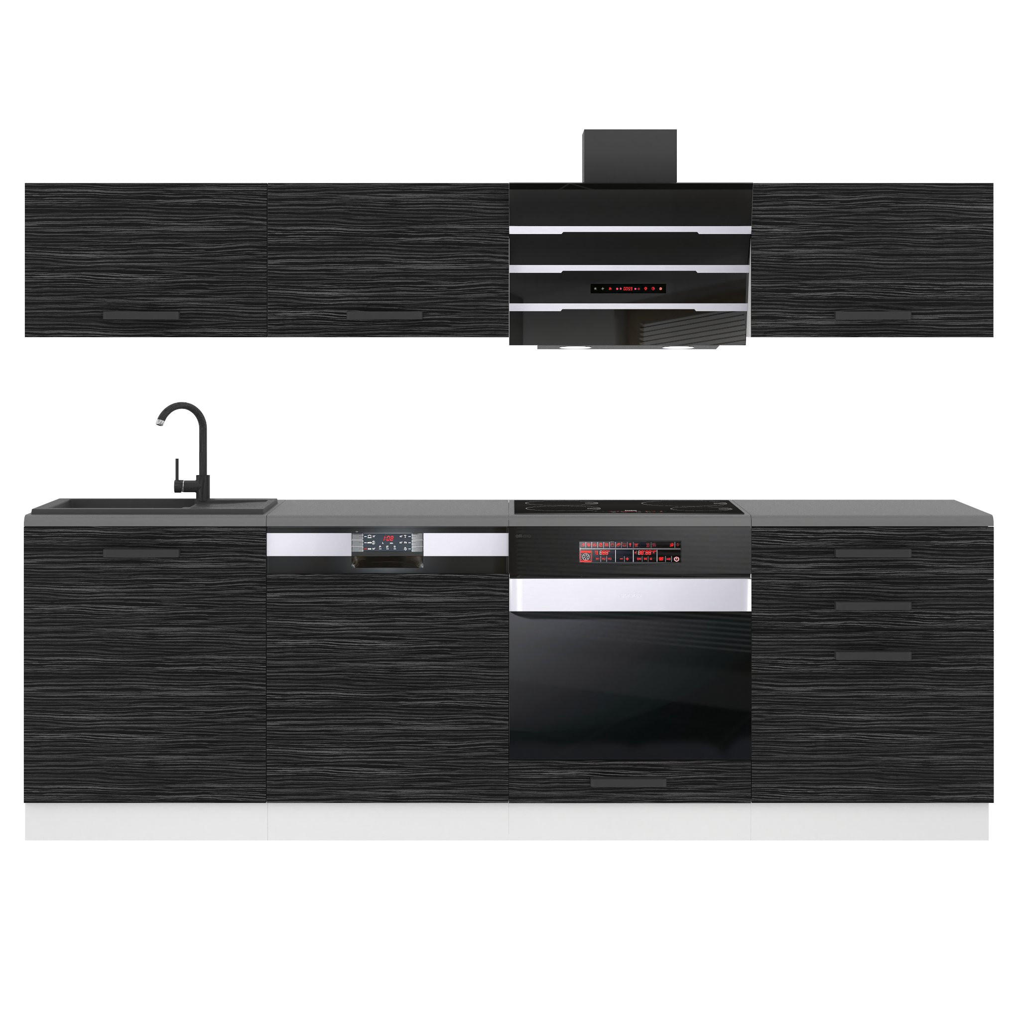 B BELINI GROUP KUCHYŇSKÁ LINKA Linda 240 cm, s pracovními deskami, Královský eben