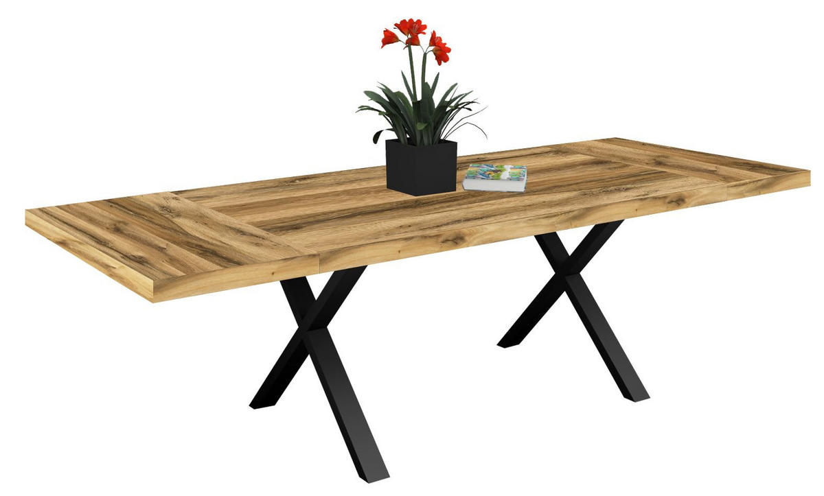 ESSTISCH Elgin 4 175-275x80x100 Holzwerkstoff Schwarz/Plankeneiche - Alteiche/Schwarz, Holzwerkstoff (175/100/80cm) - 58aufmkessel