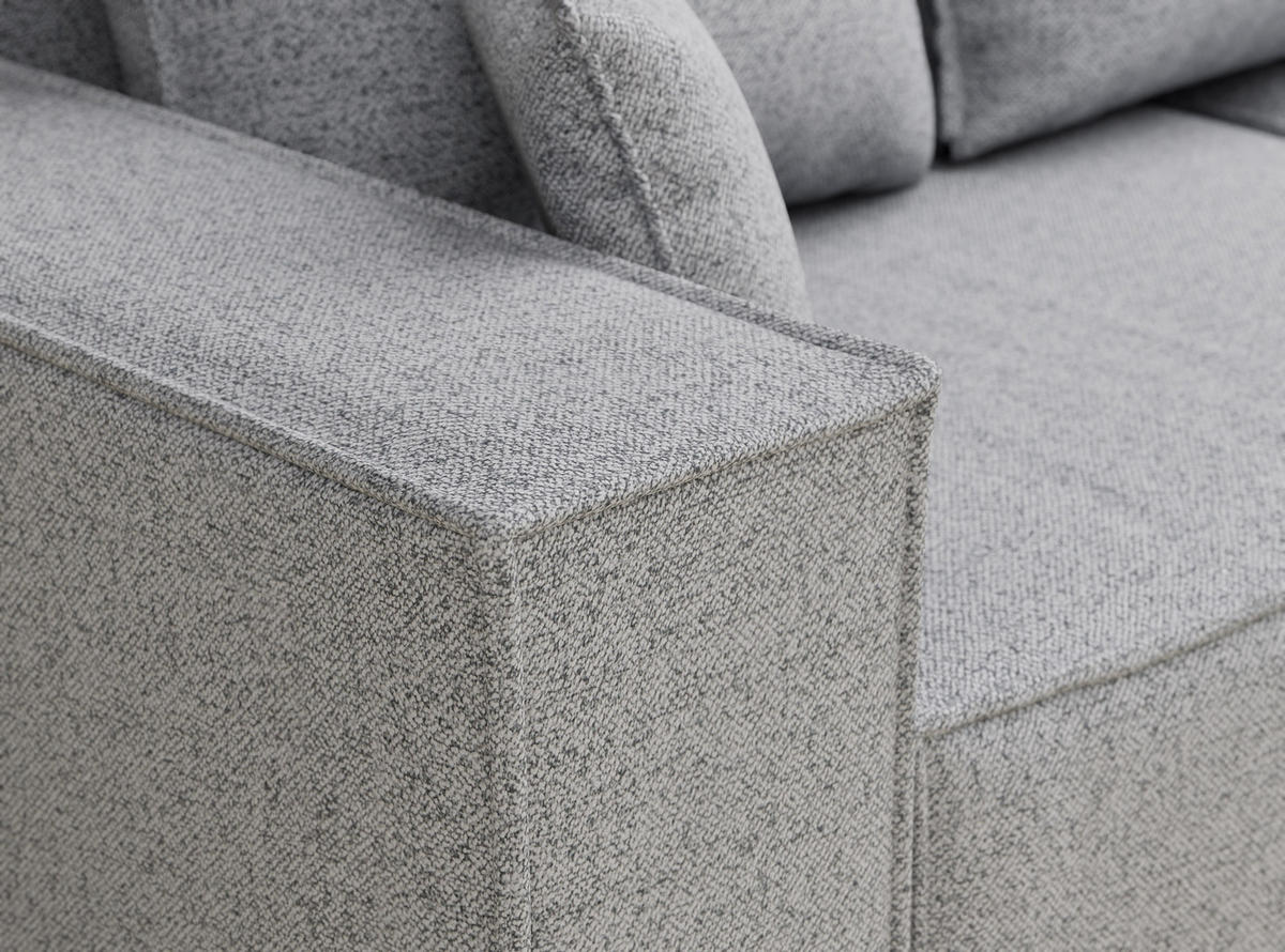 ECKSOFA MIT SCHLAFFUNKTION Moyo Hellgrau Webstoff - Hellgrau/Schwarz, Holz/Holzwerkstoff (255/148cm) - Maison de Reve
