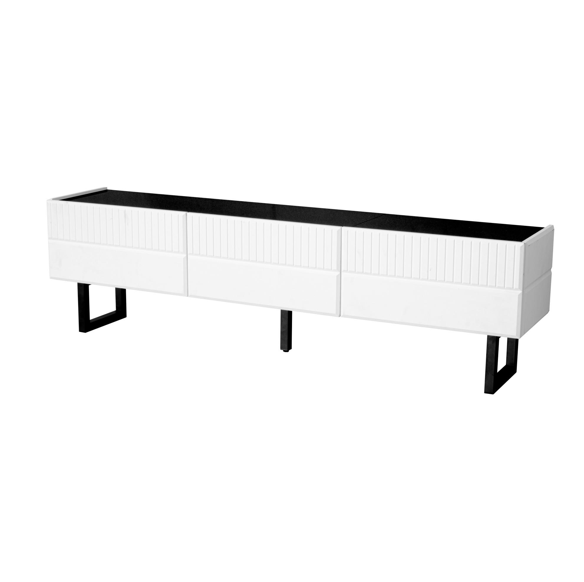 COUCHTISCH- und TV-Möbel-Set 170/35/47 cm und 110/50,5/41 cm mit Stauraum und Hochglanz-Oberfläche, Schwarz/Weiß - Schwarz, Holzwerkstoff (170/47/35cm) - Redom